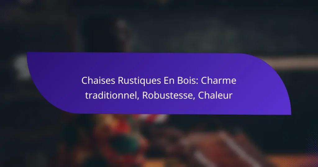 Chaises Rustiques En Bois: Charme traditionnel, Robustesse, Chaleur