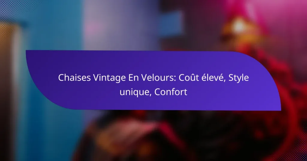 Chaises Vintage En Velours: Coût élevé, Style unique, Confort