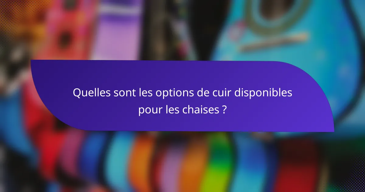 Quelles sont les options de cuir disponibles pour les chaises ?